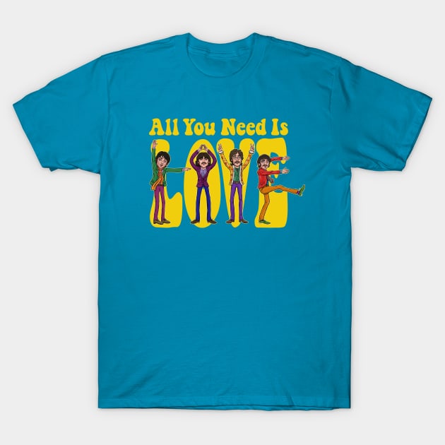 All You Need Is Love - Yellow T-Shirt by mcillustrator